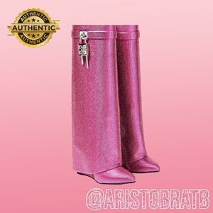 GIVENCHY Shark Lock embellished knee-high boots 39.5